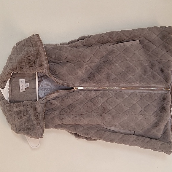 Carmen Marc Valvo Taupe Quilted Vest xs/s - Picture 2 of 7